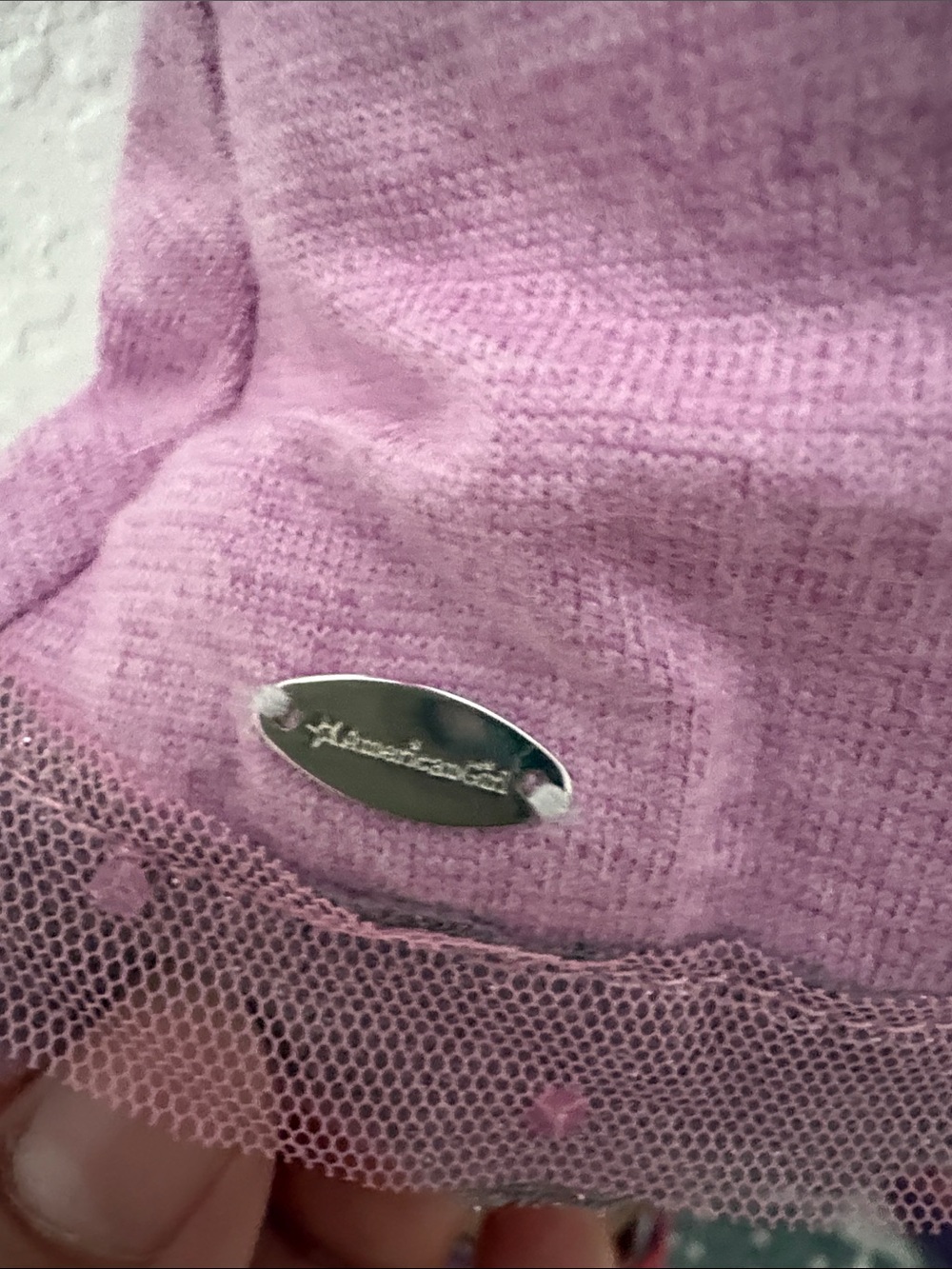 American Girl Lavender Knit Top with Tulle Trim